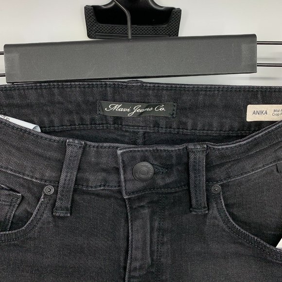 Mavi Jeans Black Anika Mid Rise Crop Flare Raw Hem NWT - Picture 4 of 11